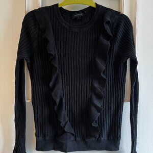 Black Silk and Cotton Ruffle Top